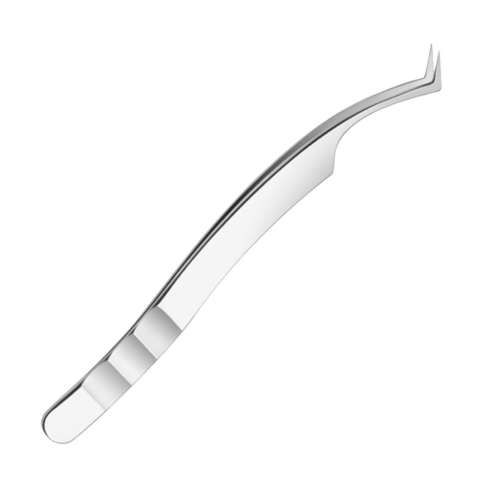 Eyelash Extension Tweezers with Precision Curved Tip, Stainless Steel Lash Tool for Salon Use
