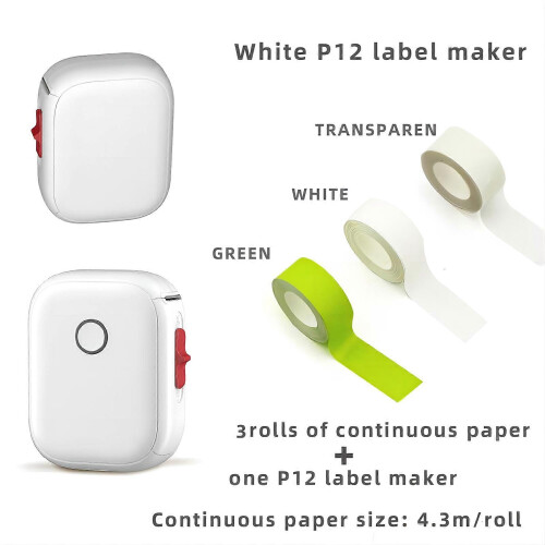 (White stand alone) P12 Label Printer Label Maler High Resolution Efficient for Business andPersonal Use Self Adhesive Label Sticker Multicolor 2