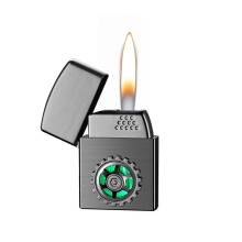 Smart Induction Butane Lighter Transparent Oil Window, Adjustable Flame Size, Smart Ignition, Indoor Outdoor Use, Black