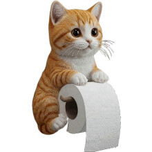 (E) Cat Paper Holder, Funny 3D Cats Paper Towel Holder, Cute Decorative Toilet Paper Holder Wall Mount for Bathroom Kitchen, Unique Cats Lover Gifts