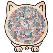 (C) Wooden Puzzle Toy with Cat Shape Unique Cat-Shaped Frame Artistic Appearance for Home Decoration