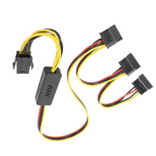 (One to three) Efficient 6pin to Sata Hard Drive Powers Supply Adapters Cable 6Pin To Mainboard HDD SATA Powers Cord Power Wire Multicolor