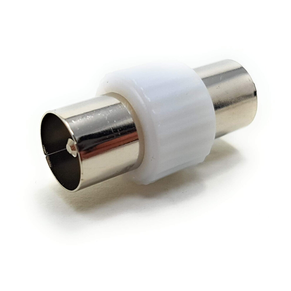 Tv Aerial Cable Male To Male Rf Coaxial Connector Joiner Coupler Adapter Plug White 9187378525937