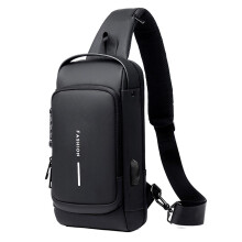 (Black) Crossbodys Bag Men Sling Bag Shoulder Anti Theft Waterproof Chest Bag with USB Charging Port Lightweight with Password Lock