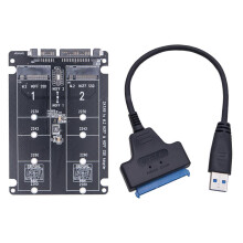 (C) Double Port M.2 NGFF SSD to SATA Serial Port Adapter Experience 6Gbps Faster File Transfers and Reliable Performances Multicolor