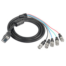 VGA to BNC Video Cable 1.5M HD15 VGA to 5 BNC RGB Male Coaxial High Resolution for HDTV Monitor Black