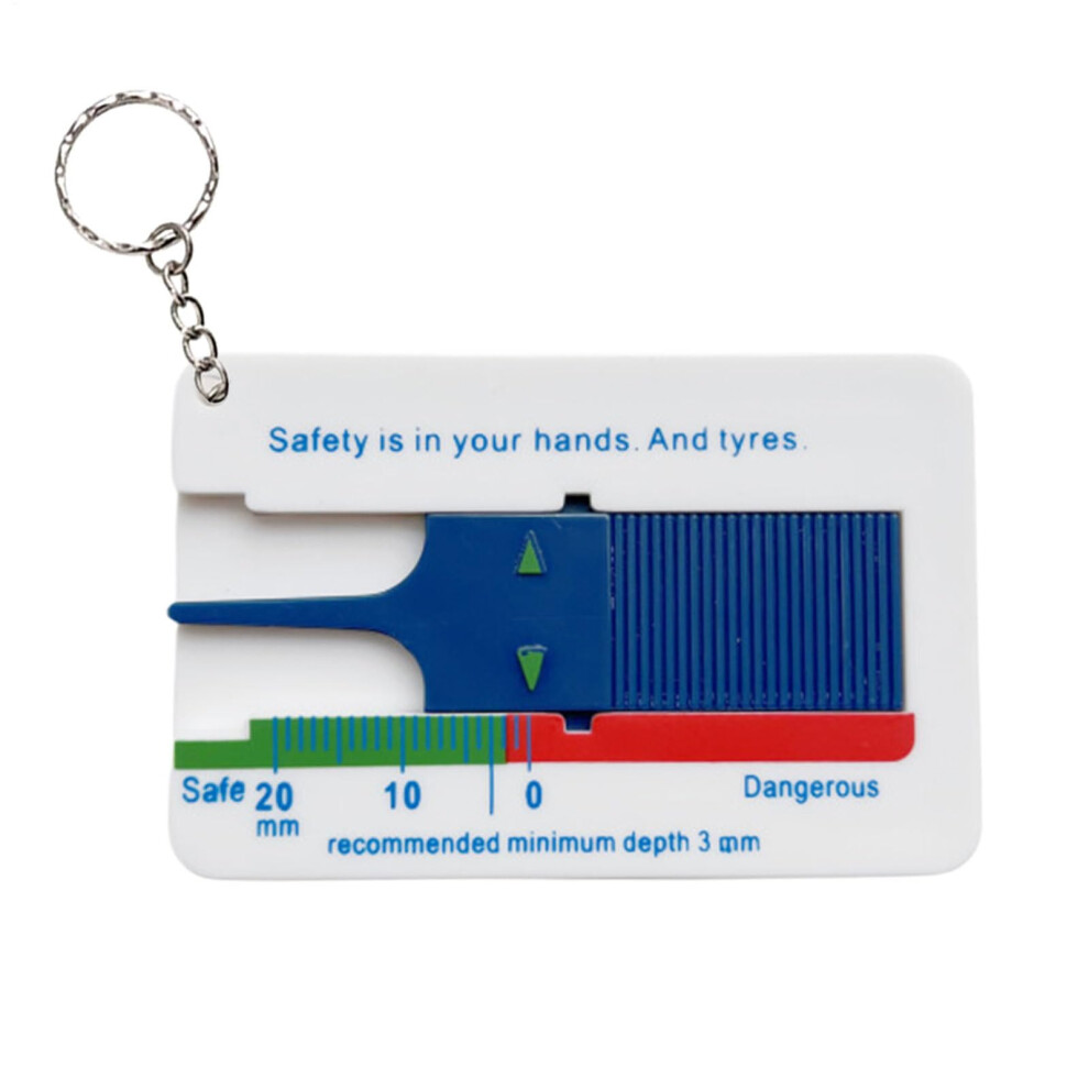 Tire Tread Depth Gauge Keyring, Precision Tire Wear Checker For Car Motorcycle Truck Blue 9187378526446