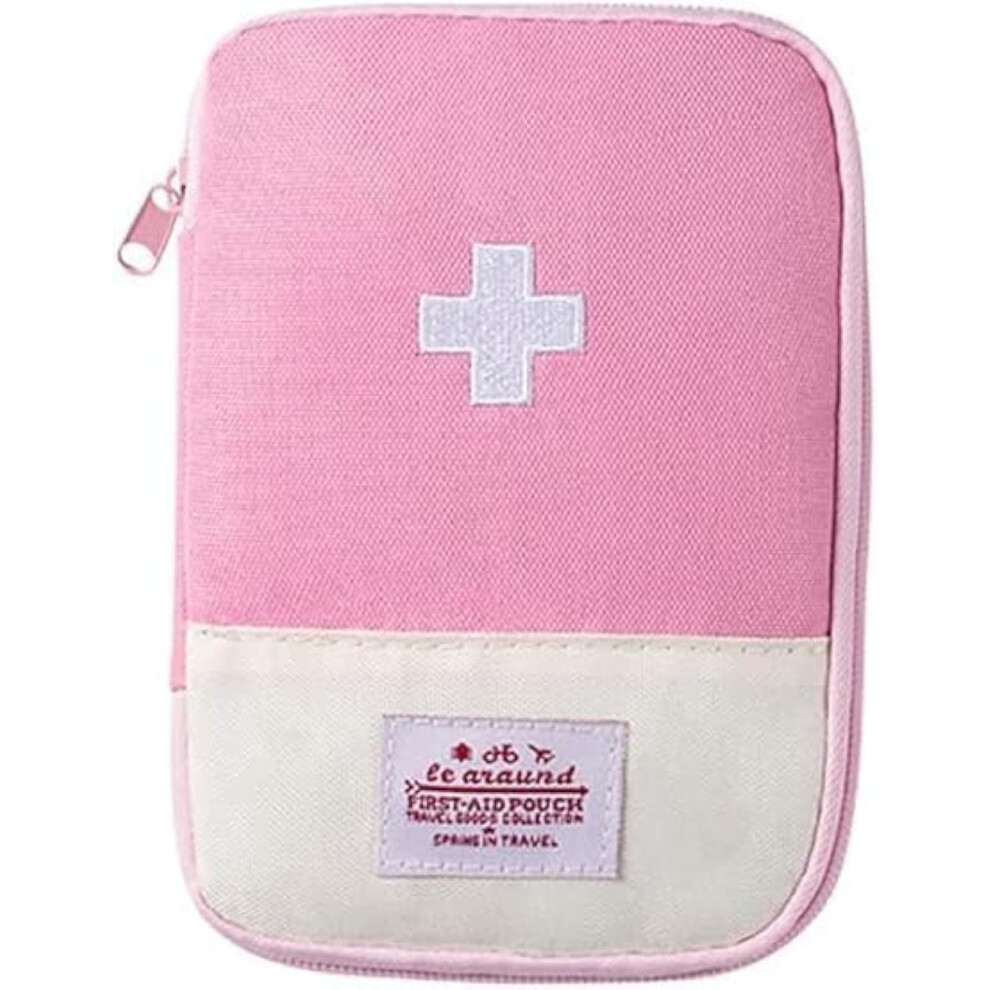 Pink First Aid Kit Bag Empty Compact Medical Pouch For Travel Camping Hiking Emergency Supplies