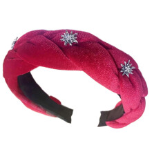 (Red) Adjustable Slip Braided Hairband Wide Headpiece For Workouts Running Gym Daily Use Soft Material Red