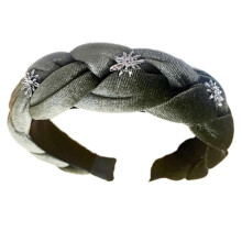(Army Green) Adjustable Slip Braided Hairband Wide Headpiece For Workouts Running Gym Daily Use Soft Material Red