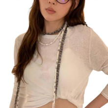 (Gray) Korean Fashion Thin Ribbon Scarf Breathable Knitted Easy Fold Travel Essential  Gray