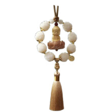 (Lotus Buddha golden) Light Weight Wooden Buddhist Pendant Handmade Car Ornament Decoration for Modern Vehicle Interior Styling Multicolor
