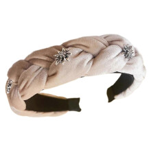 (Beige) Adjustable Slip Braided Hairband Wide Headpiece For Workouts Running Gym Daily Use Soft Material Red