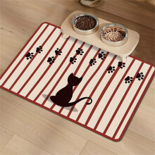 Modern Dog Cat Food Mat Super Absorbent Pet Placemat For Food And Water Bowl Non Slip Quick Dry Red Stripes 60x90cm