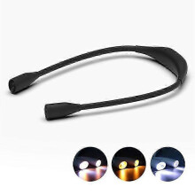 (Black) USB Rechargeable LED Reading Light with 3 Colors and 9 Brightness Levels, Flexible Arm for Reading, Knitting, Crochet, Sewing, Repair, Camping