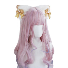 (Yellow) Bangs Hair Clip Plush for Cat Ears Hair Barrettes Lovely Lolita Animal Ears Barrettes with Bows Hairstyle Accessories Yellow