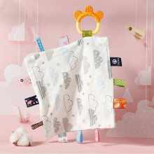 Baby Comfort-Handtuch mit bunten Etiketten & Silikonschnuller - 25,5x25,5 cm