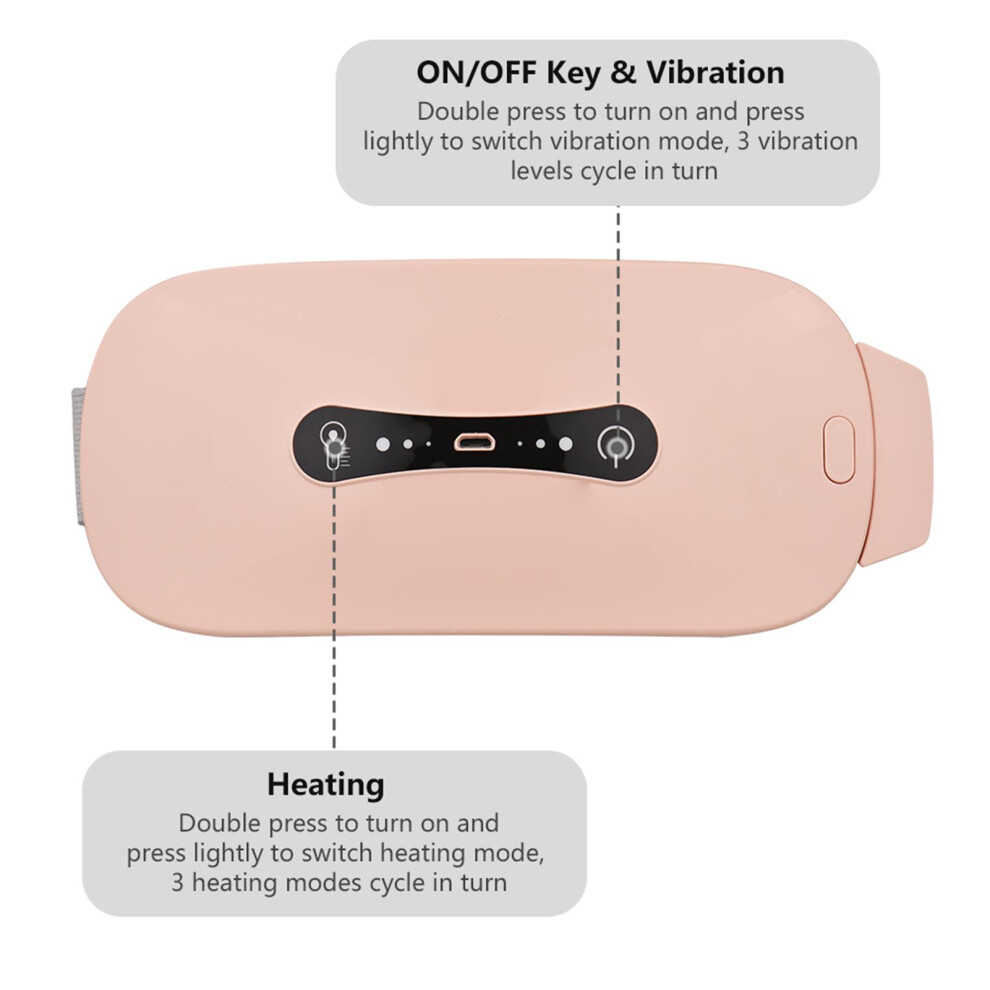 Pink/White Wireless Usb Menstrual Heating Pad With 3 Heat & Vibration Modes,