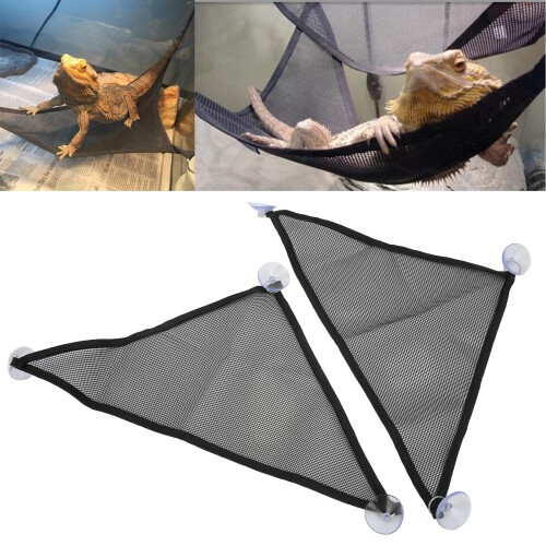 2 pezzi Amaca triangolare in rete per drago barbuto, Nero