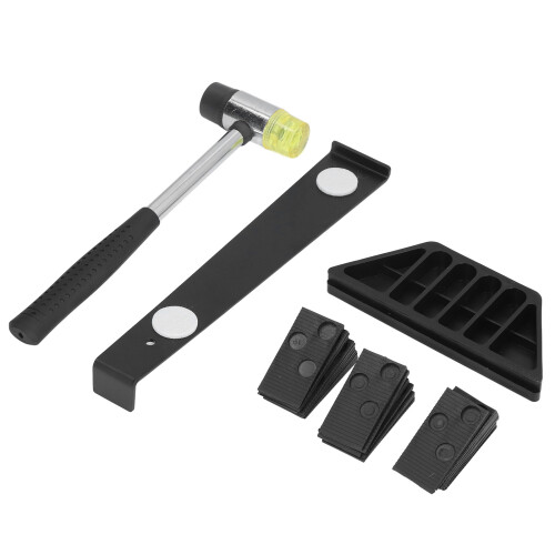 Comprehensive Floor Fitting System, Double Faced Mallet and Pull Bar Assembly, Tapping Block with Non-Slip Rubber Grip, Vibration Absorbing Flooring 1