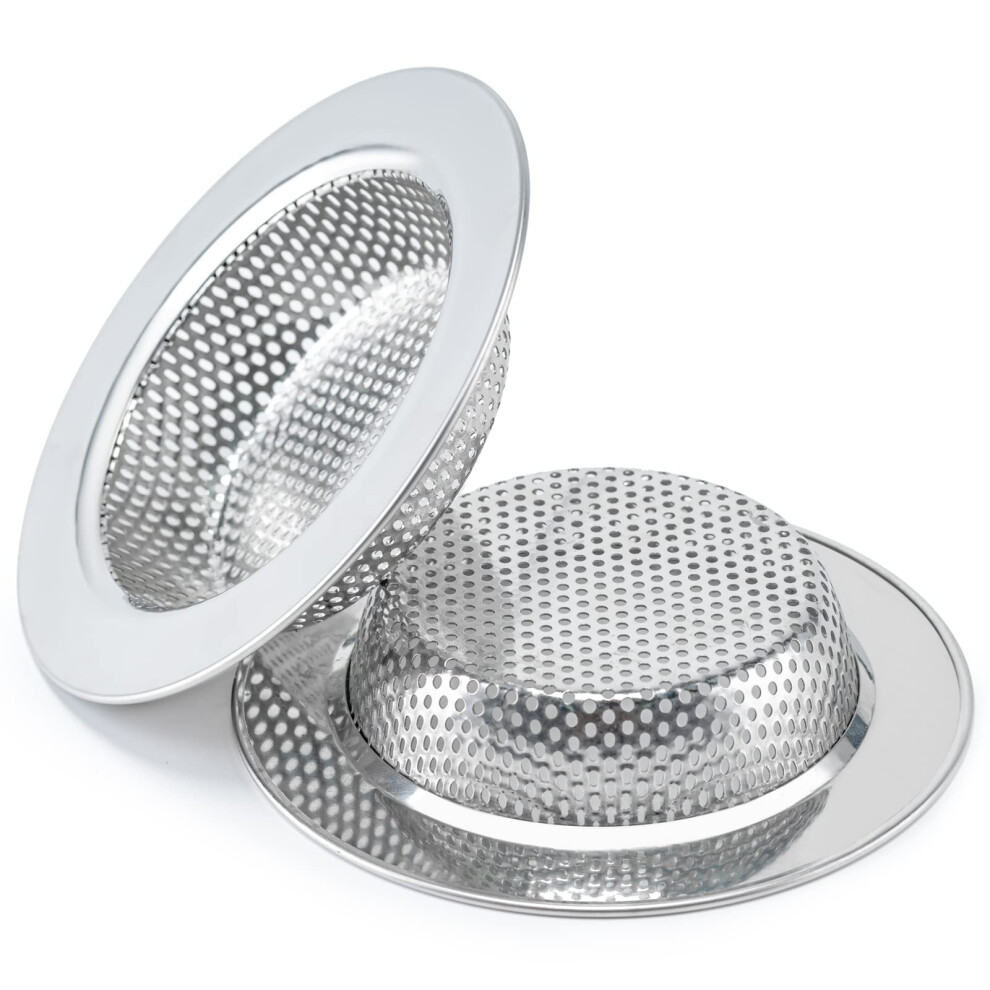 2 Pcs 4.5 Inch Kitchen Sink Strainer Set, Doublelayer Safety Design Sink Drain Basket Fits Most Drains 9199774147576