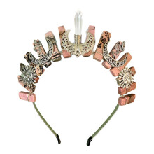 (Rhodochrosite) Photography Metal Natural Quartz Headband Baroque Style Hair Hoop Bride Woman Spring Summer Wedding Party Headwear