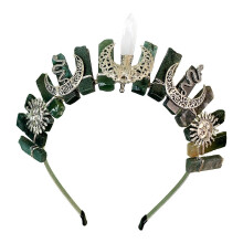 (Waterweed agate) Photography Metal Natural Quartz Headband Baroque Style Hair Hoop Bride Woman Spring Summer Wedding Party Headwear