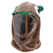 (coffee) Cute Dinosaur Balaclava Face Mask Windproof Hat with Face Shield Fleece Hood Bib Coldproof for Chilly Outdoor Activities Pink