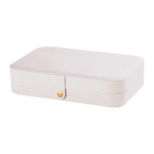 (White) Jewelry Box with Compartment Jewelry Organizer Case PU Leather Jewellery Container Practical Bedroom Dresser Organizer  White