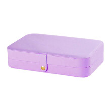 (Purple) Jewelry Box with Compartment Jewelry Organizer Case PU Leather Jewellery Container Practical Bedroom Dresser Organizer  White