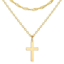 (Gold) Elegant Chain Necklace Stylish Neck Jewelry Pendant Necklace Copper Texture Neckchain Suitable for Various Occasion