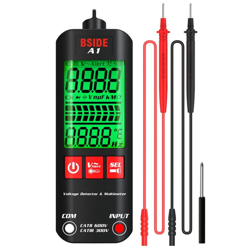 A1 Mini Multimeter Lcd, 2000 Counts, Dc/Ac V, Frequency, Resistance, Ncv, Continuity, Live/Neutral Wire Check 9382693475244