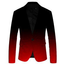 Men's Colour Gradient Suit Jacket One Button Slim Fit Red 3XL Sporty Business Blazer Wedding Prom Party Shirt