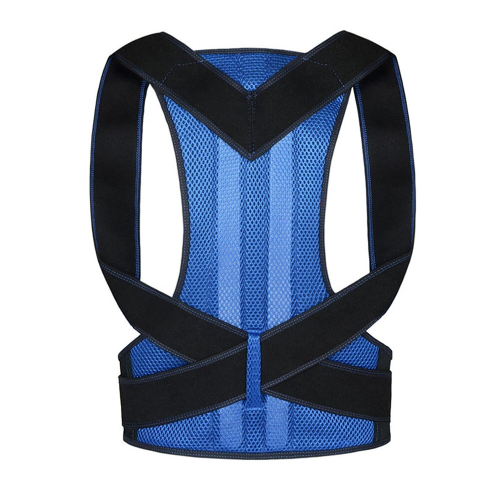 Blue Back Corrector Posture Corrector Adjustable Back Brace For Upper Back Pain Relief Shoulder Support Spine Corset 3XL