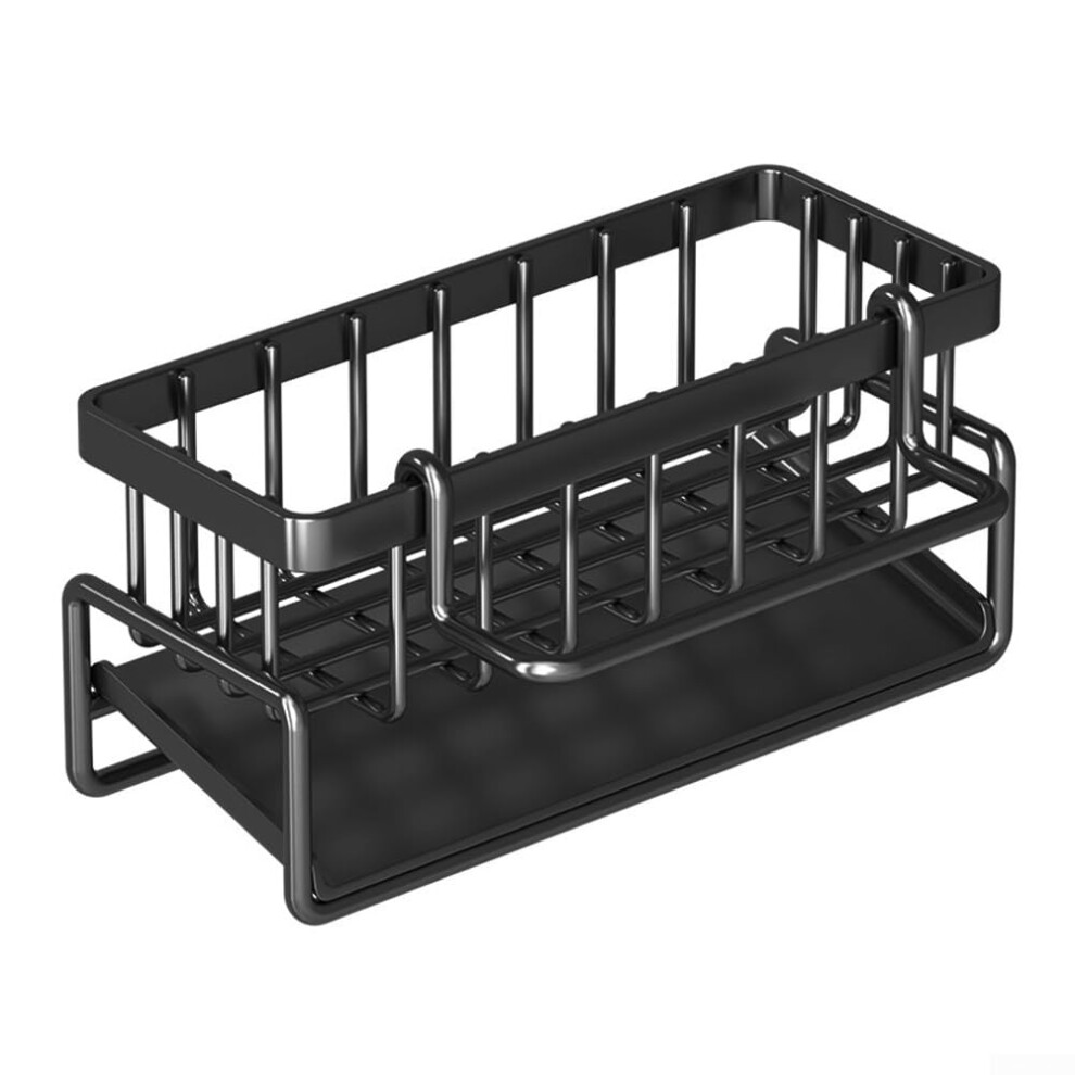 Kitchen Sink Sponge Holder Rustresistant Metal Sink Caddy Organizer With Drainage Rack Black 9347817742978