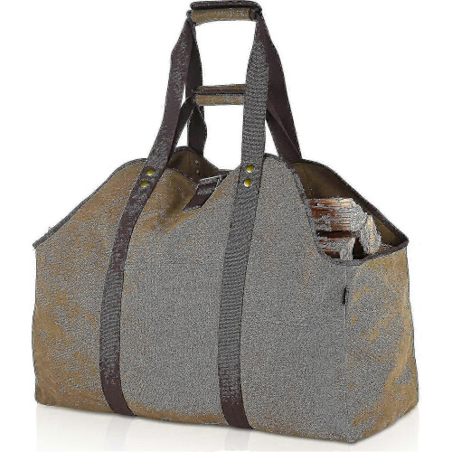 (Yellow) Extra Large Firewood Carrier Log Basket Firewood Bag