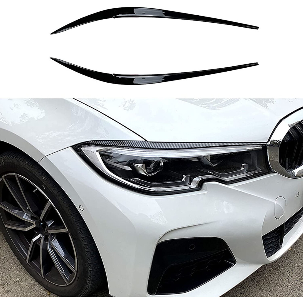 Abs Car Headlight Eyebrow Sticker Trim Eyelids Lids For Compatible With G20 2019+ 320I 325I 330I Aglossyblack 9187378528266