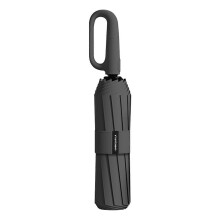 (Black) Fully Automatic Umbrellas With Rings Buckle Durable Thick Portable Folding Sun Protection UPF50+ 72 Bones Triple Fold Umbrella