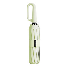 (Green) Fully Automatic Umbrellas With Rings Buckle Durable Thick Portable Folding Sun Protection UPF50+ 72 Bones Triple Fold Umbrella