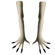 (khaki4) Gothic Long Nails Gloves Breathable Spandex Paws Design Long Gloves For Costume Parties Night Event Dressingup Armwear Black