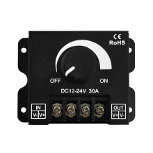 12-24V 30A PWM LED Dimmer Schalter Schwarz | Stufenlose Helligkeitsregulierung