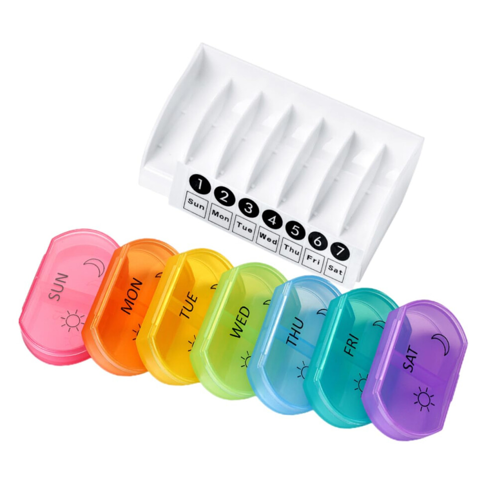 Pill Organizer 7 Pcs Set Portable Mini Travel Medicine Case For Vitamins And Supplements With Independent Compartments