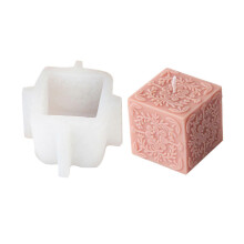 (A) Flower Leaves Pattern Cube Candle Molds Totem House Silicones Mould Casting Mould Plaster Making Tool Home Decorations