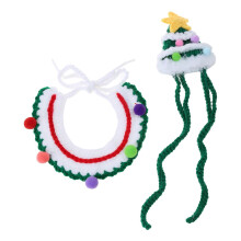 (Green) Knit Christmas Santa Hat for Dog Cats Bandanas Holiday Costume for Small Medium Puppy Adjustable Pet Santa Cap Headpiece Red