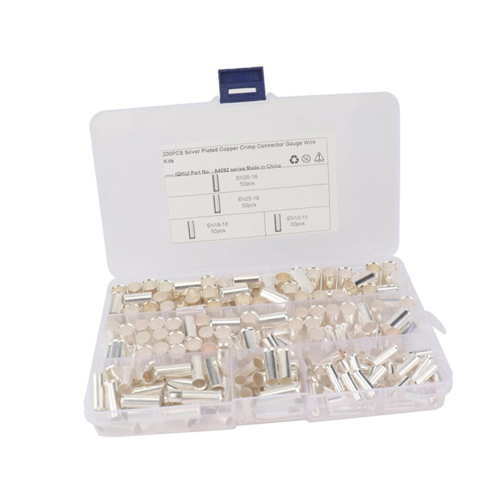 200Pcs Coldpressed Copper Wire Crimp Connectors Tube Terminals For Gauge Wire Conductivity 9199774148207