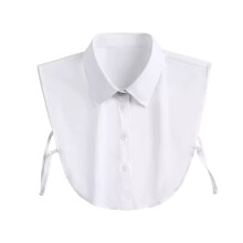 Casual Style Collar Women Fake Collar Detachable Lapel Side Strap Single Breasted White Solid Color Accessory Size 1