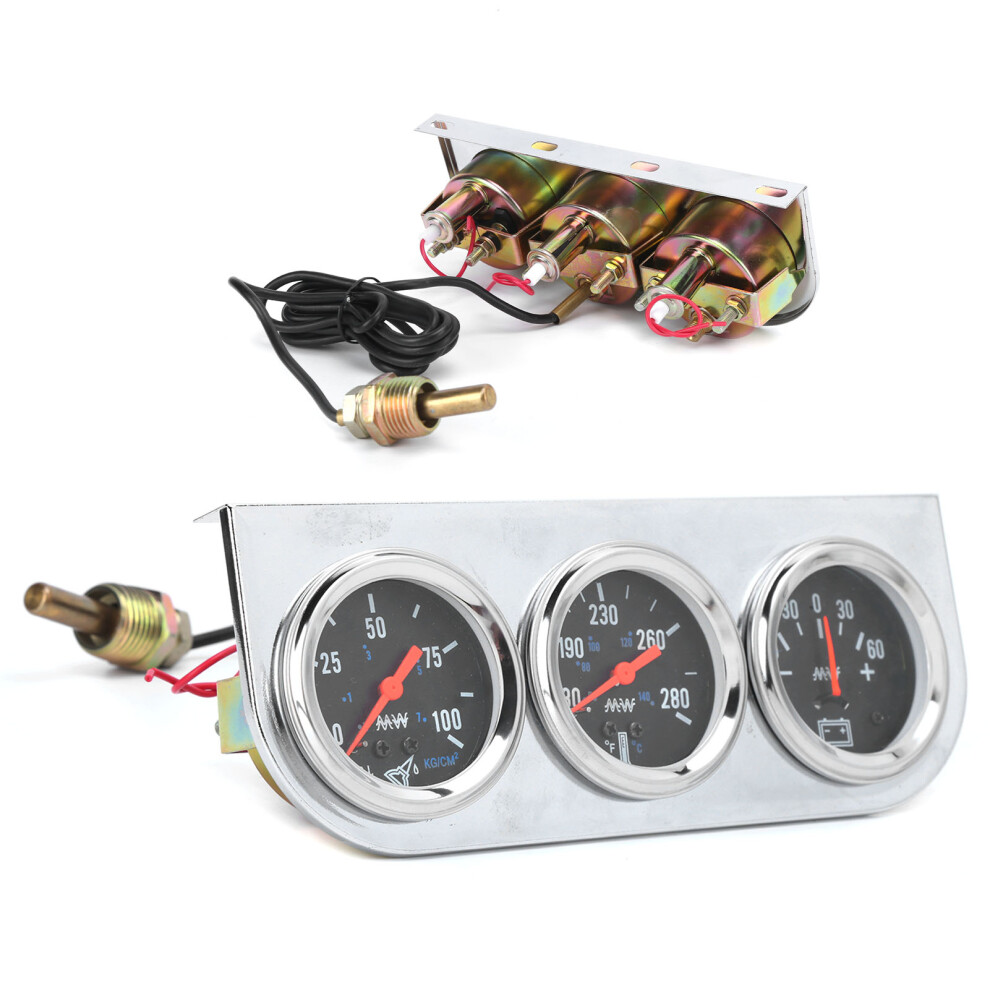12V Car Boat Truck 2In 3ÂInâ1 Water Temp Oil Pressure Amp Meter Kit 8171377089195