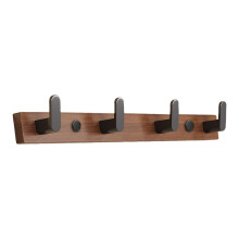 Wall Mounted Coat Rack Model 9131 4Hook Walnut Black Finish SpaceSaving Wall Hook For Hanging Clothes And Towels