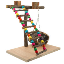 Parrot Playstand Wooden Bird Perch for Indoor Parrots with Chew Toys and Training Platform