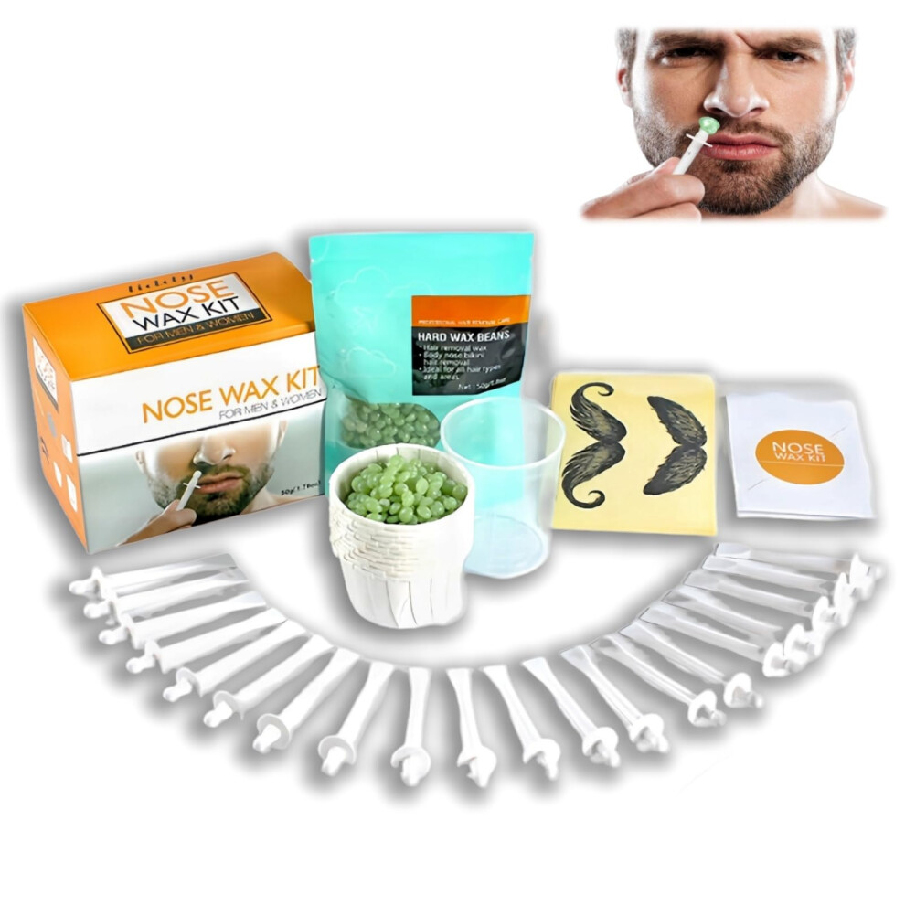 Nose Hair Removal Wax Kit for Men and Women, Safe Nasal and Ear Waxing with Wax Beads and Sticks
